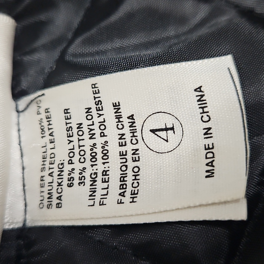 Harley Davidson Kids Black Faux Leather Jacket, Quilted Inside. Size 4 - Picture 10 of 16